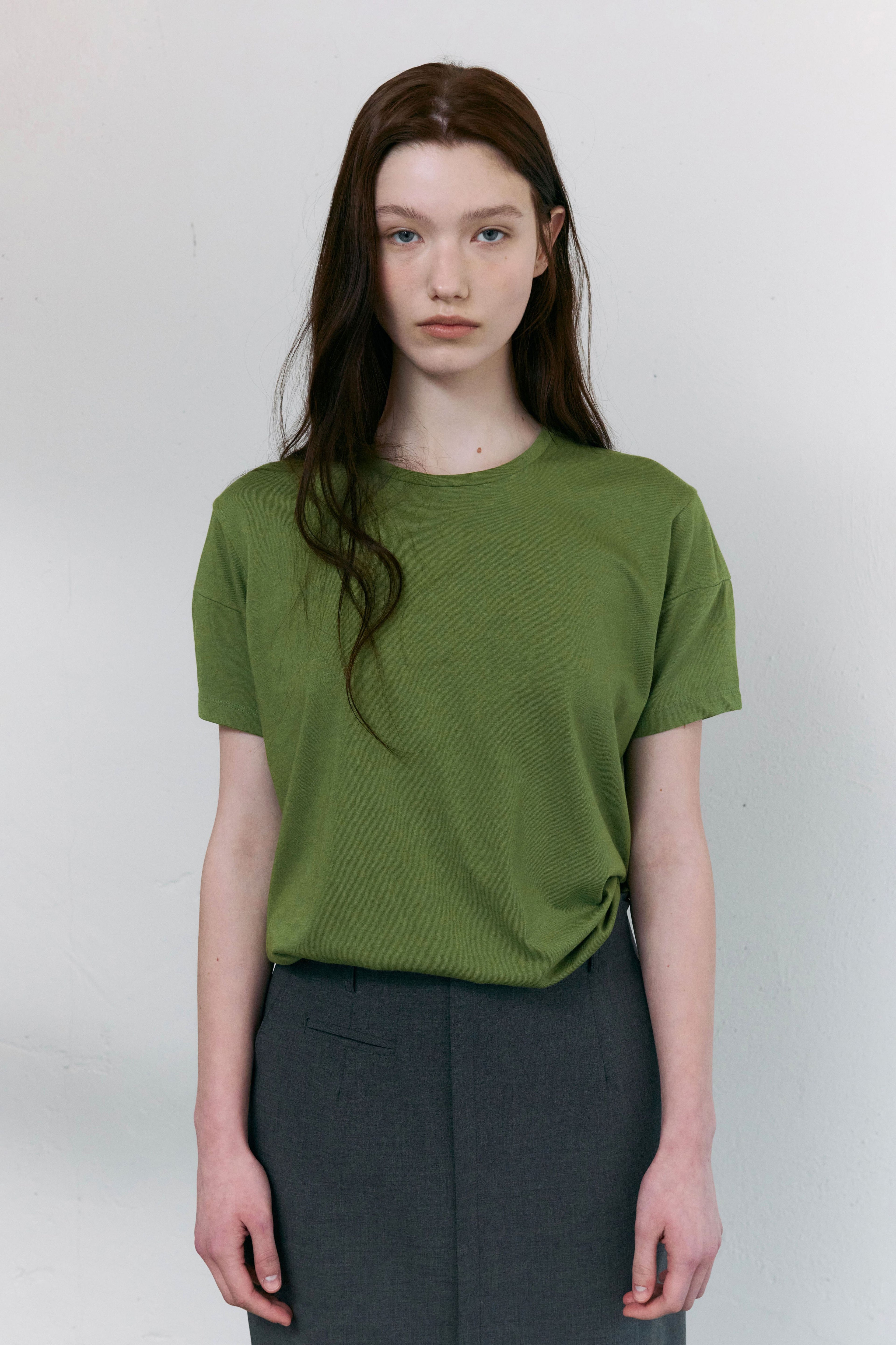 AUBOUR [2nd restock] dual seam t-shirt (olive)