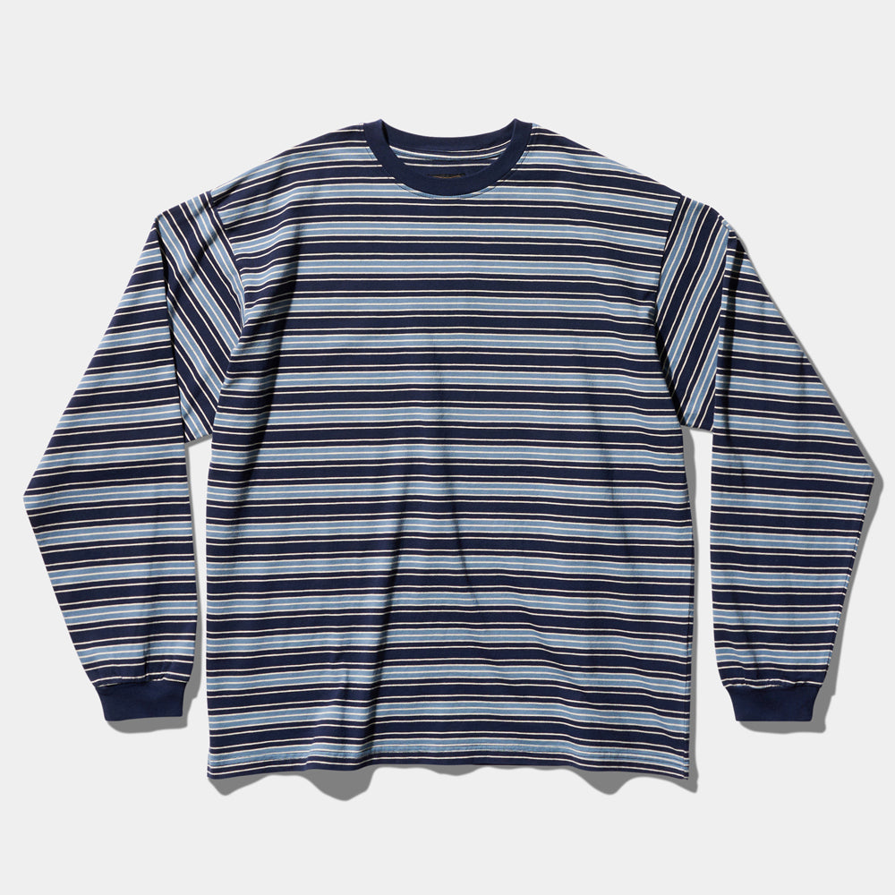 DEUTERO Leo VTG Striped LS Tee Navy