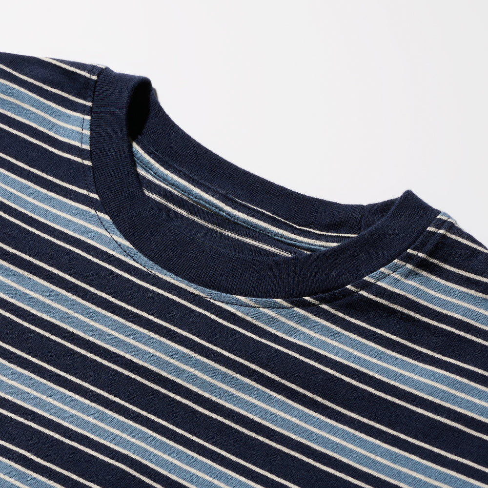 DEUTERO Leo VTG Striped LS Tee Navy