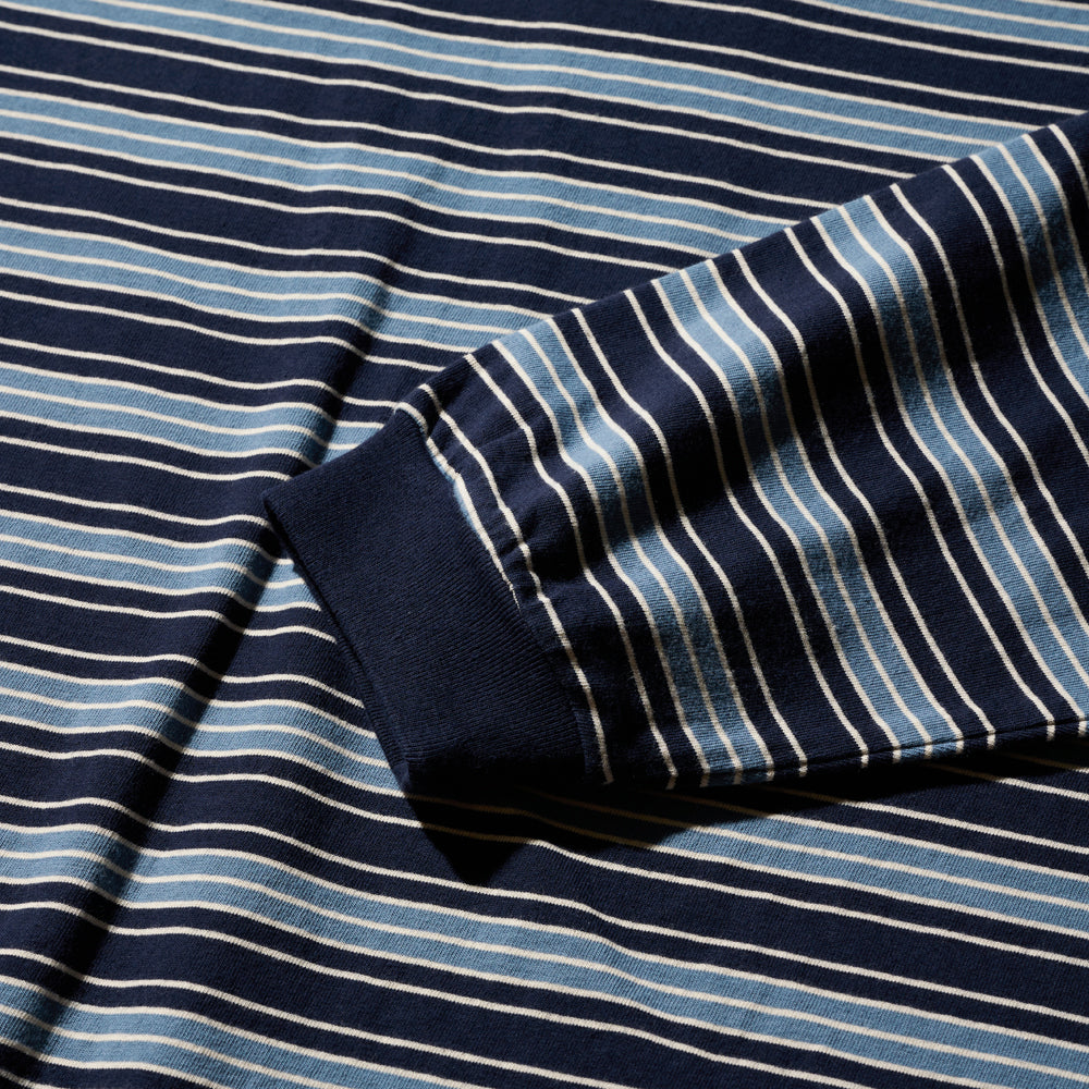 DEUTERO Leo VTG Striped LS Tee Navy