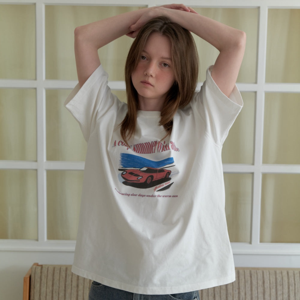 AENTE A cozy summer oversized t-shirt - Ivory