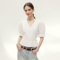 AND YOU Mullins V-neck wrap blouse (Ivory)
