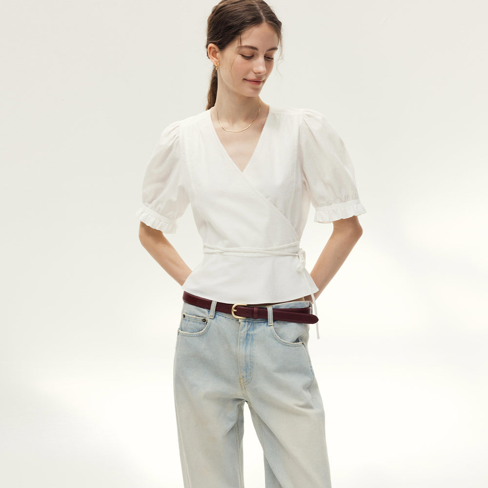 AND YOU Mullins V-neck wrap blouse (Ivory)