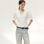 AND YOU Mullins V-neck wrap blouse (Ivory)