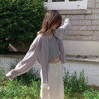 AENTE Summer oversized check-shirt - Pink