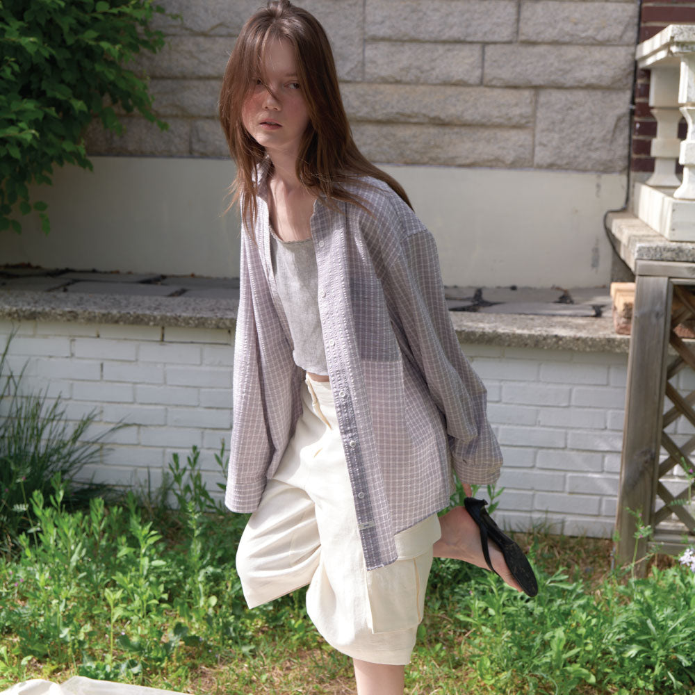 AENTE Summer oversized check-shirt - Pink