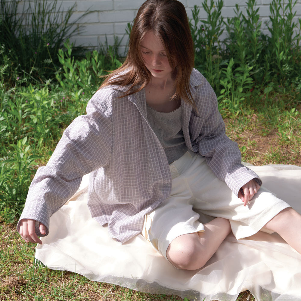 AENTE Summer oversized check-shirt - Pink