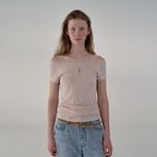 VERSO Natural Embroidery Boatneck Top