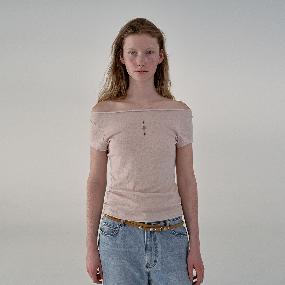 VERSO Natural Embroidery Boatneck Top