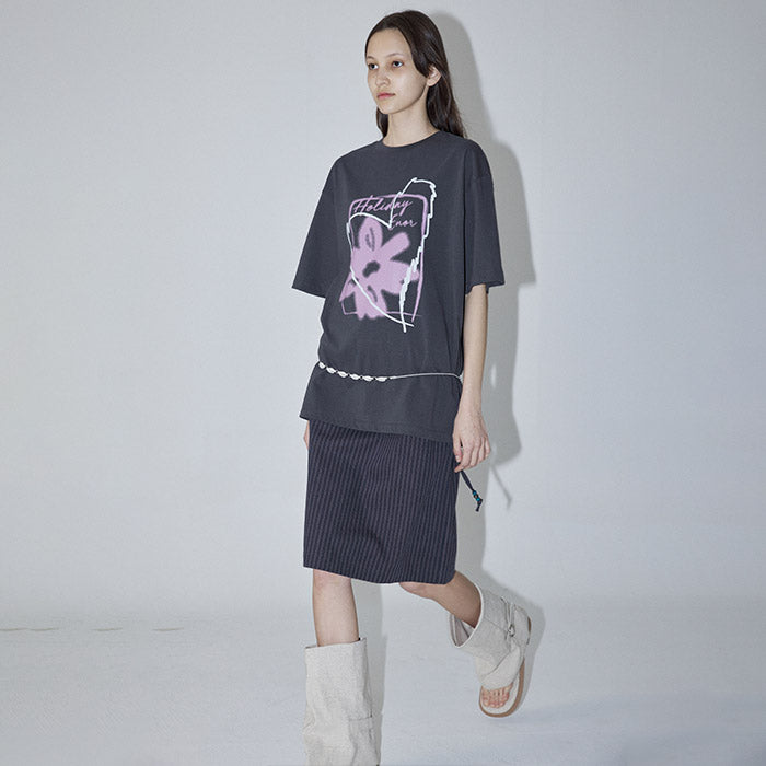 ENOR [4th reorder] FLOWER GRAPHIC T-SHIRT - DARK GRAY