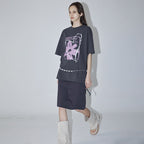 ENOR [4th reorder] FLOWER GRAPHIC T-SHIRT - DARK GRAY
