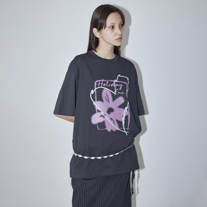 ENOR [4th reorder] FLOWER GRAPHIC T-SHIRT - DARK GRAY