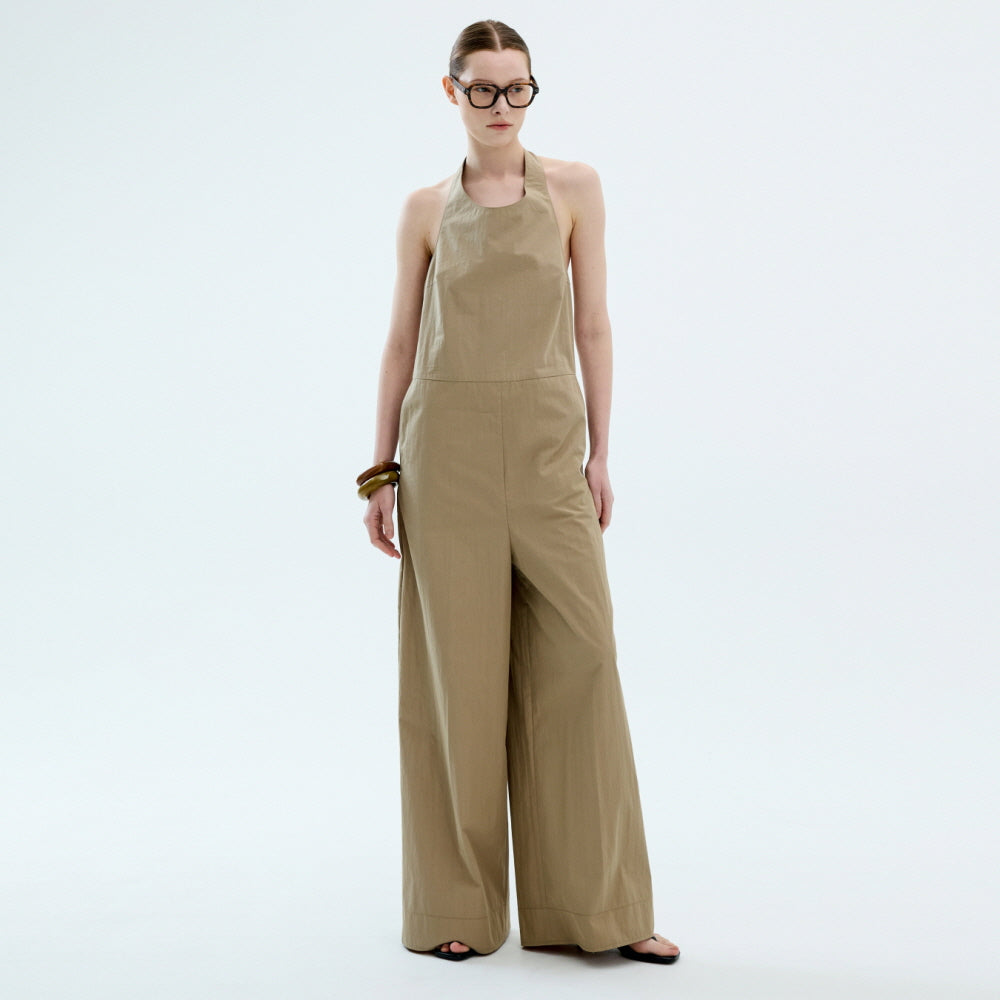 LHAS LHAS Jumpsuit Wide Apron Beige