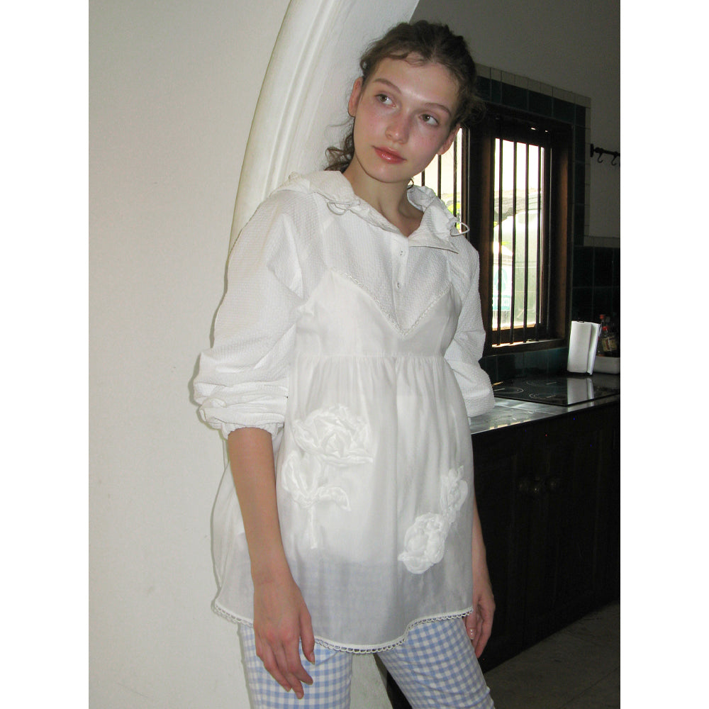 SINOON Flower Sheer Sleeveless (White)
