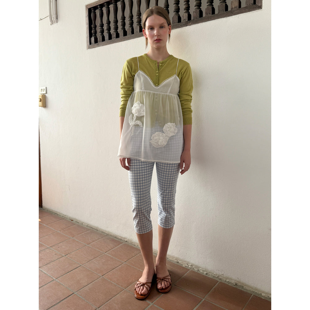 SINOON Flower Sheer Sleeveless (White)