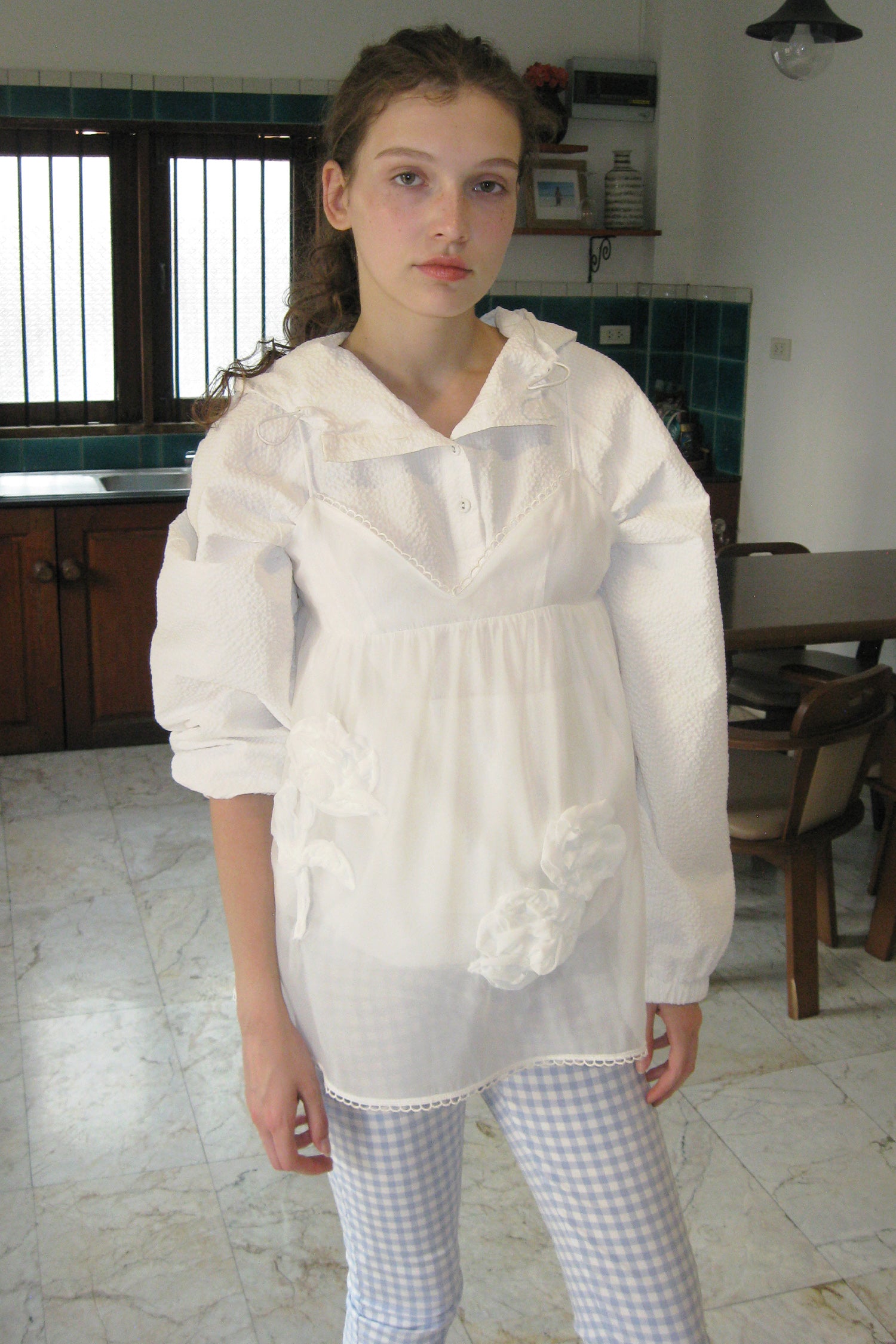 SINOON Flower Sheer Sleeveless (White)