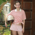 SINOON Stripe Half Sleeve PK Shirt (Red)