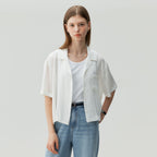 MIND BRIDGE WOMEN [W] Crease open collar short sleeve shirt - 2color MZWS3230