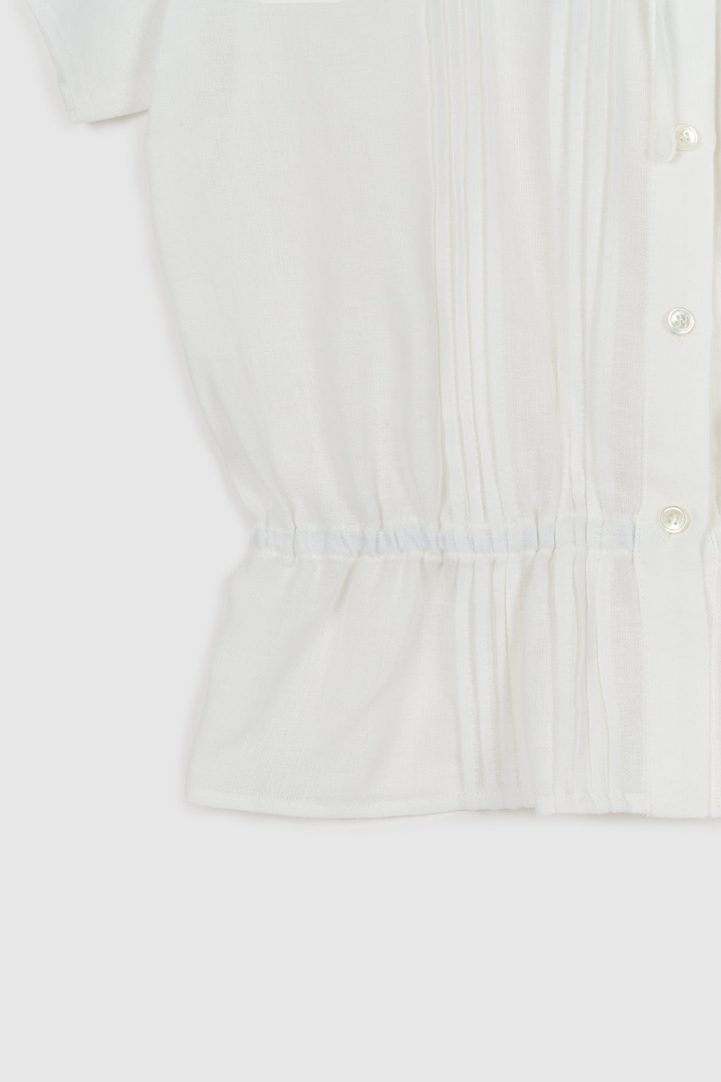 NCSSRY Pure Linen Tuck Half Blouse (White)