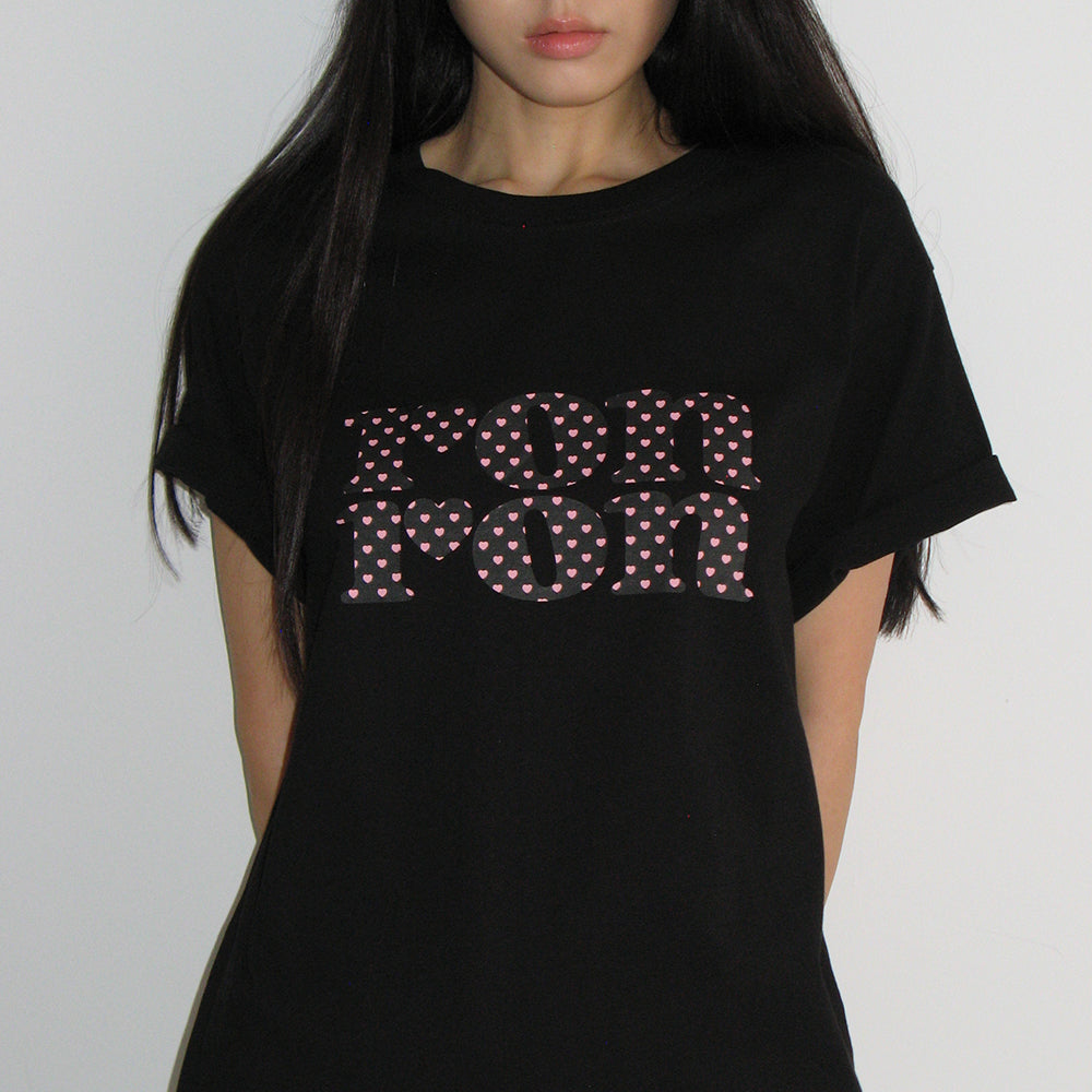RONRON HEART LOGO BASIC FIT T SHIRT BLACK