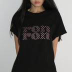 RONRON HEART LOGO BASIC FIT T SHIRT BLACK