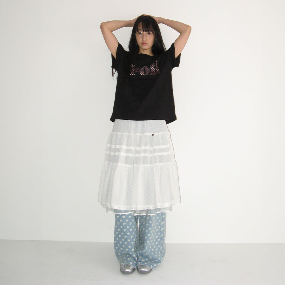 RONRON HEART LOGO BASIC FIT T SHIRT BLACK
