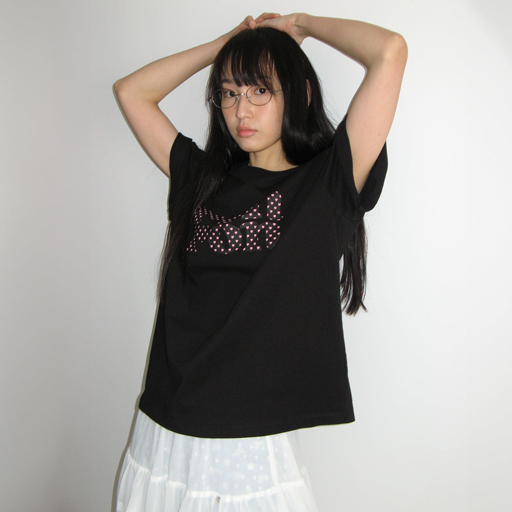 RONRON HEART LOGO BASIC FIT T SHIRT BLACK