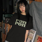RONRON PATTERN LOGO BASIC FIT T SHIRT BLACK YELLOW