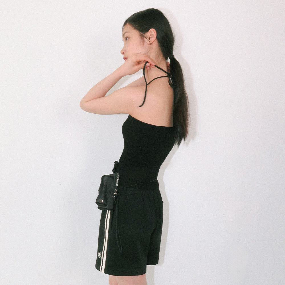 KIJUN [Liz wearing] Crochet Knit Tube Top Black