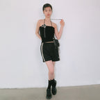 KIJUN [Liz wearing] Crochet Knit Tube Top Black