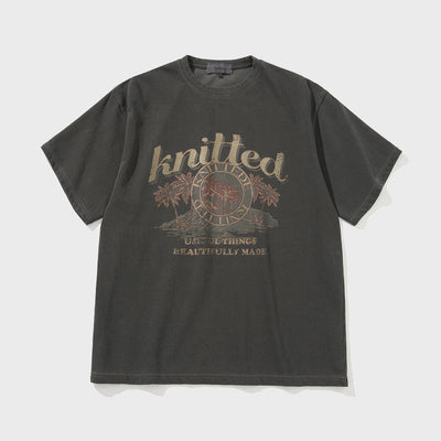 (UNISEX) Pigmented palm tree graphic t-shirt CHARCOAL