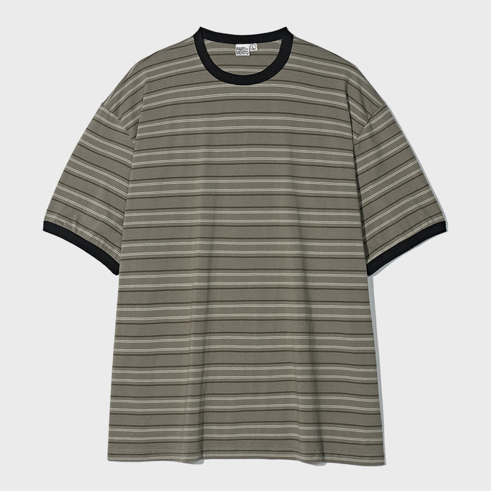 partimento Engineered Stripe Ringer Tee Khaki