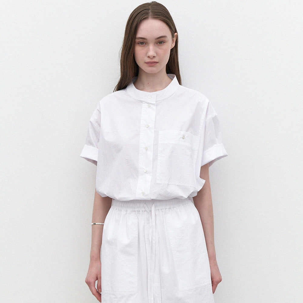 largo Short-sleeve standing collar shirt (white)