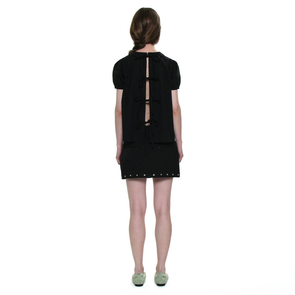 PARTIMENTO WOMEN OPEN BACK RIBBON STRAP BLOUSE_BLACK