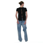 PARTIMENTO WOMEN OPEN BACK RIBBON STRAP BLOUSE_BLACK
