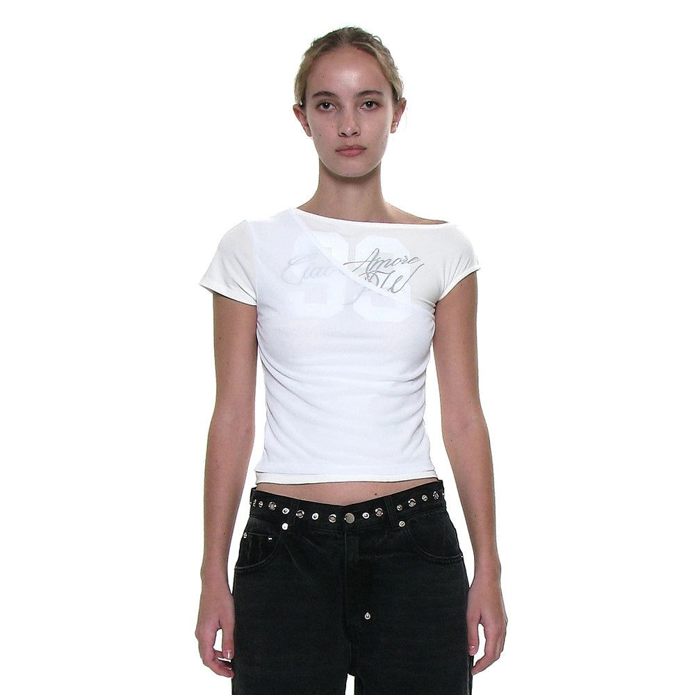 PARTIMENTO WOMEN NUMBERING UNBALANCED LAYER TOP_WHITE