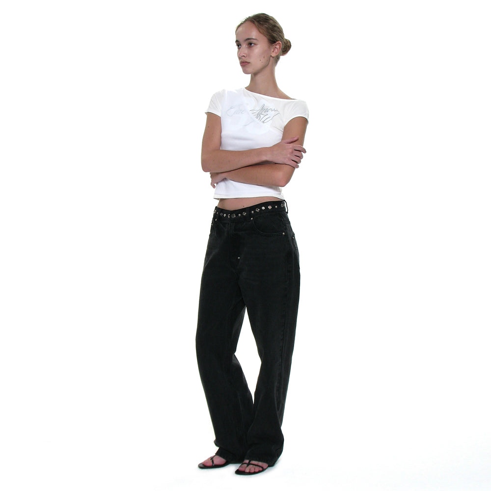 PARTIMENTO WOMEN NUMBERING UNBALANCED LAYER TOP_WHITE