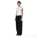 PARTIMENTO WOMEN NUMBERING UNBALANCED LAYER TOP_WHITE