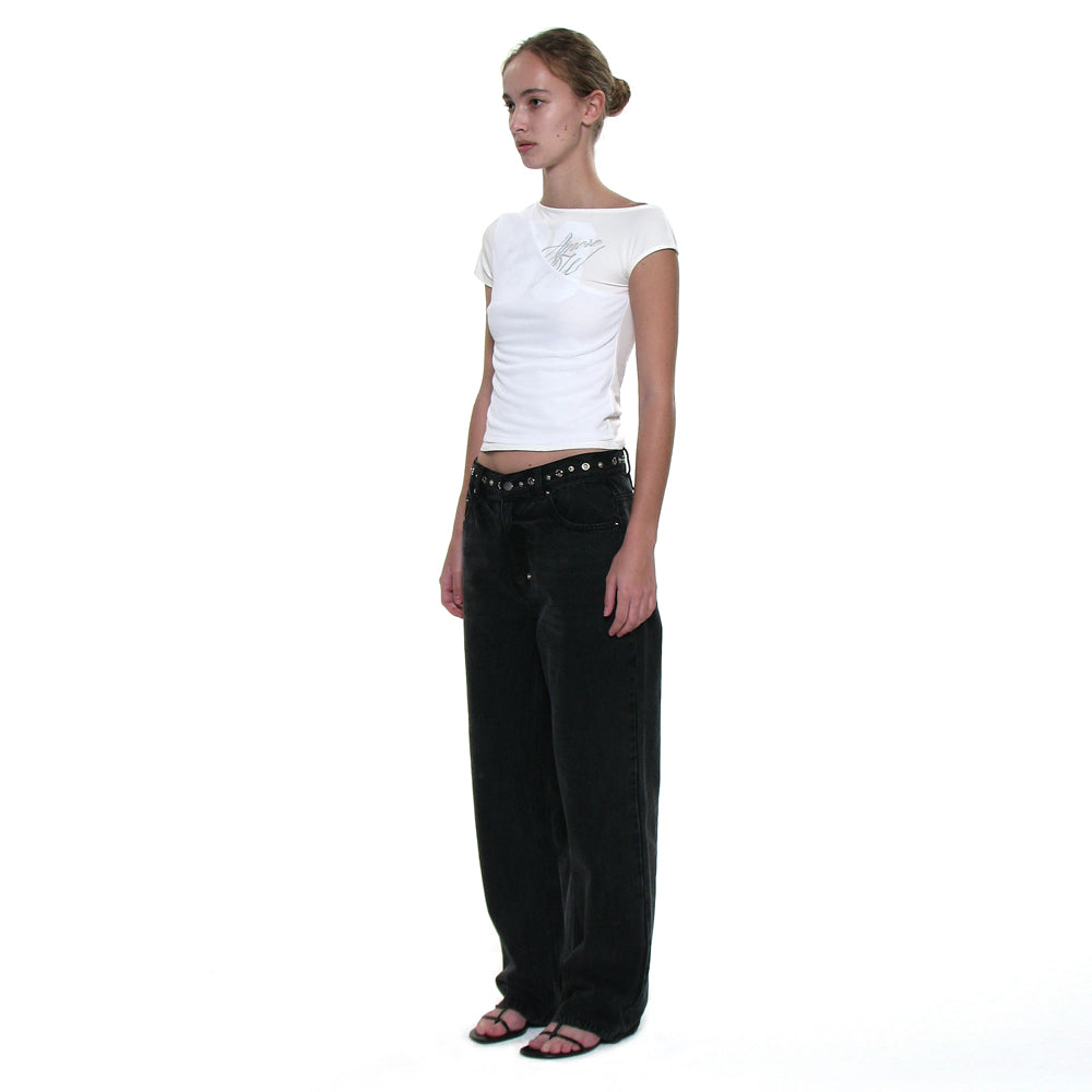 PARTIMENTO WOMEN NUMBERING UNBALANCED LAYER TOP_WHITE