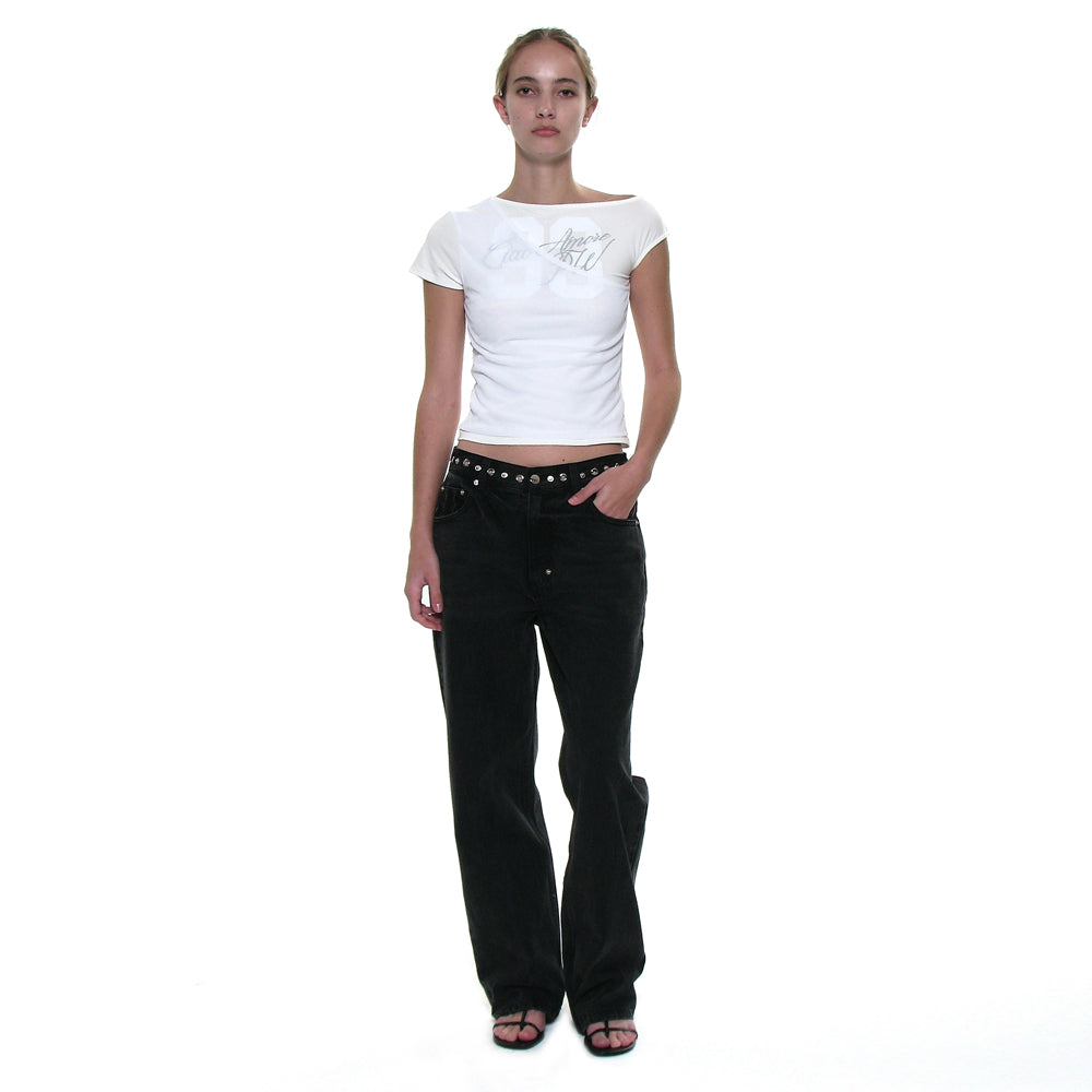 PARTIMENTO WOMEN NUMBERING UNBALANCED LAYER TOP_WHITE