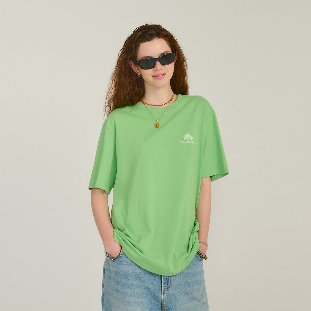 HELLO SUNRISE Mini OG Logo Tee_Light Green