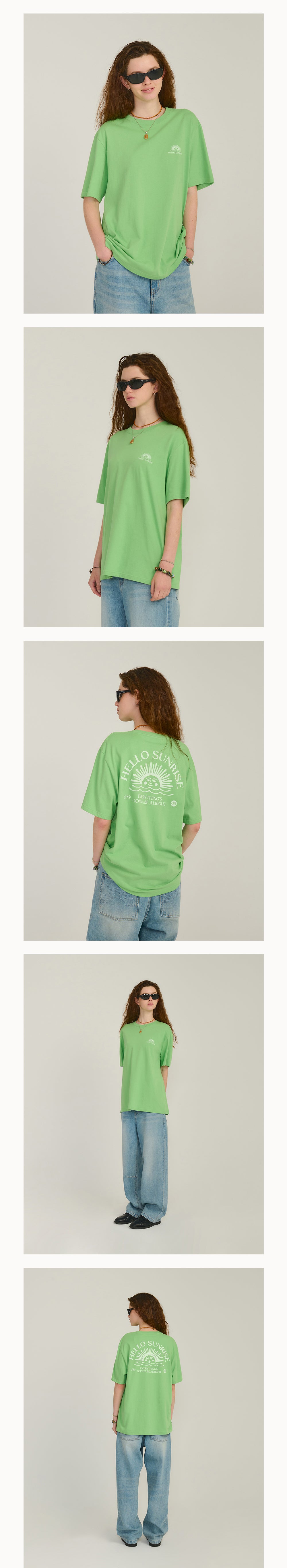 HELLO SUNRISE Mini OG Logo Tee_Light Green
