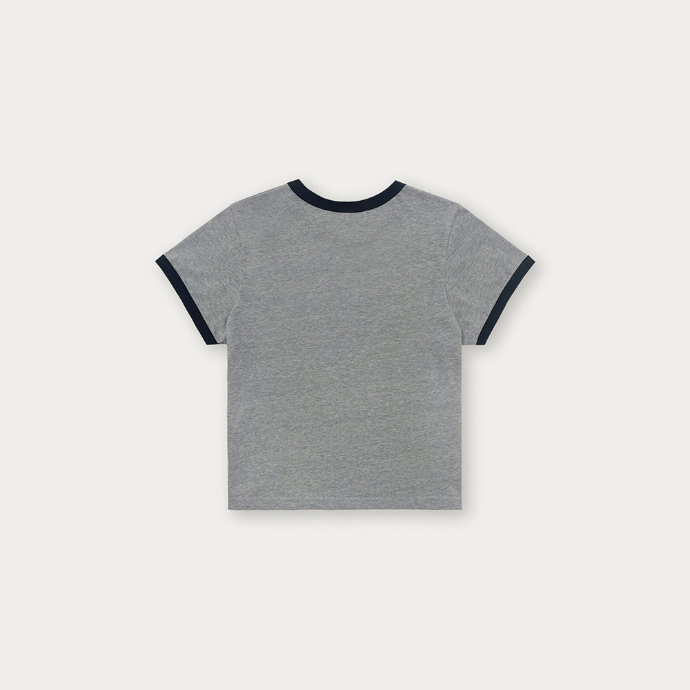 SOMEWHEREBUTTER [5th] Wave Logo Ringer Top - Grey(Black)