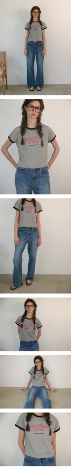 SOMEWHEREBUTTER [5th] Wave Logo Ringer Top - Grey(Black)