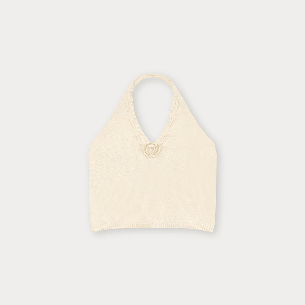 SOMEWHEREBUTTER [5th] Aloha Halter Sleeveless Knit - Cream