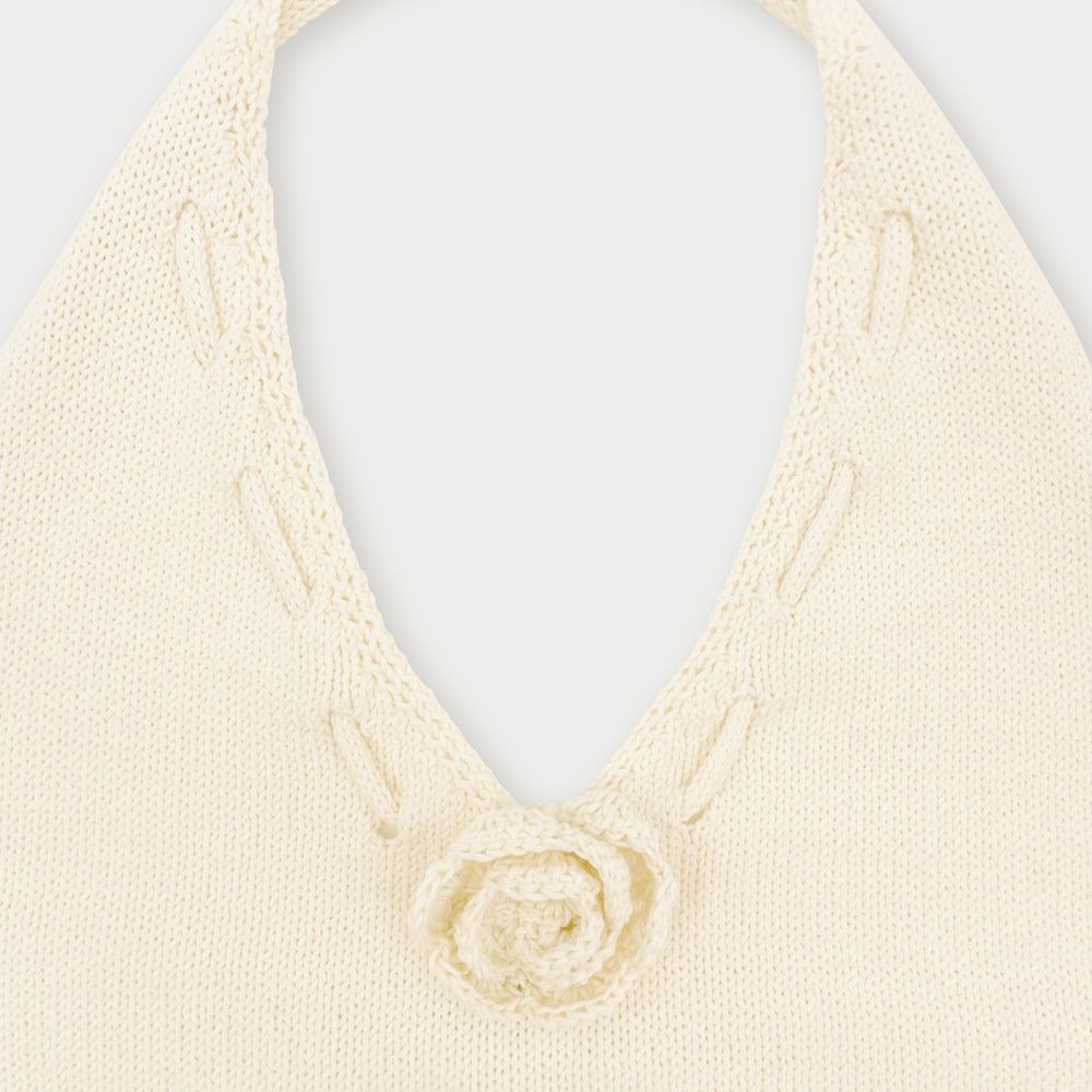 SOMEWHEREBUTTER [5th] Aloha Halter Sleeveless Knit - Cream