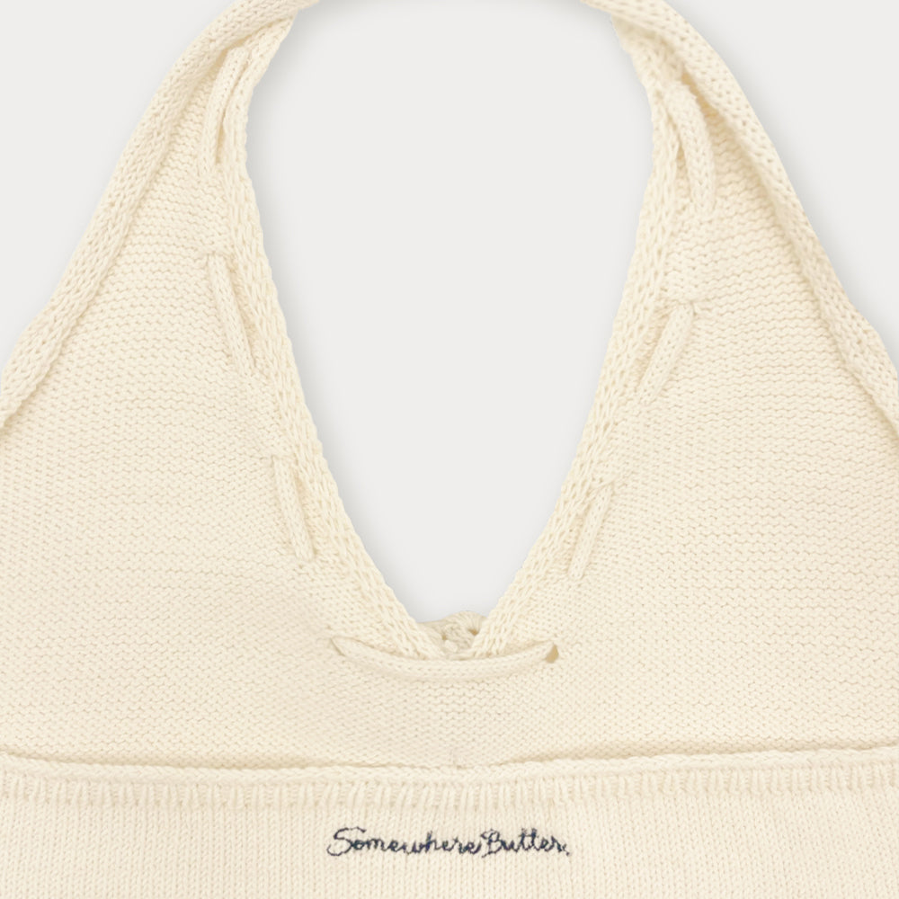 SOMEWHEREBUTTER [5th] Aloha Halter Sleeveless Knit - Cream