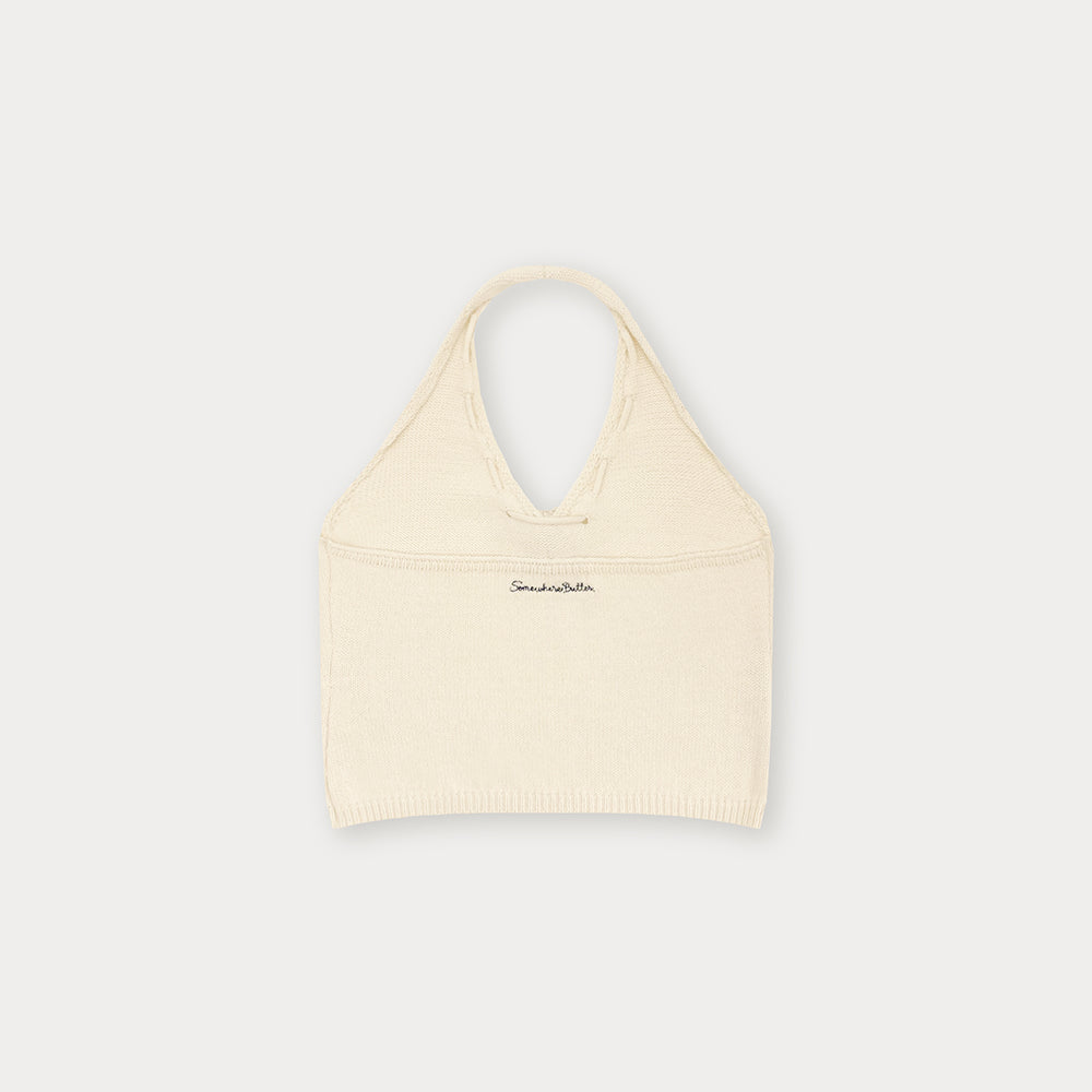 SOMEWHEREBUTTER [5th] Aloha Halter Sleeveless Knit - Cream