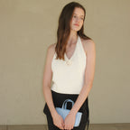 SOMEWHEREBUTTER [5th] Aloha Halter Sleeveless Knit - Cream