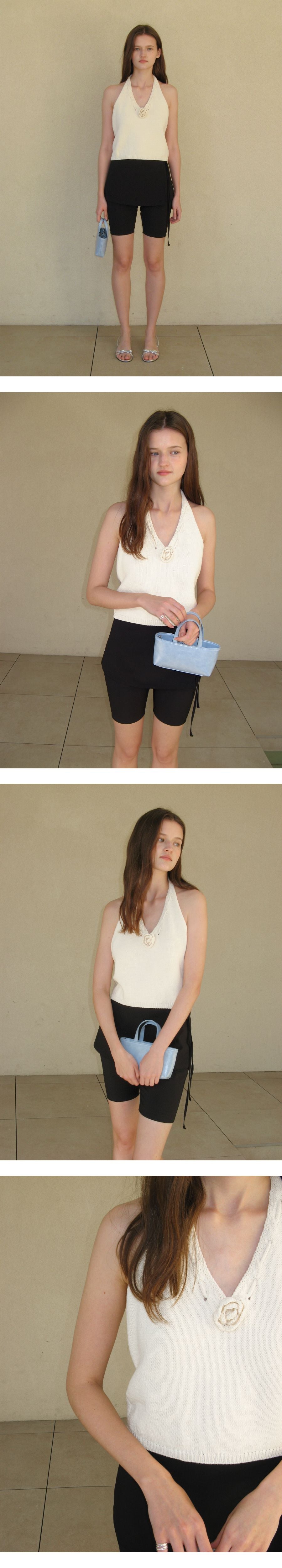 SOMEWHEREBUTTER [5th] Aloha Halter Sleeveless Knit - Cream